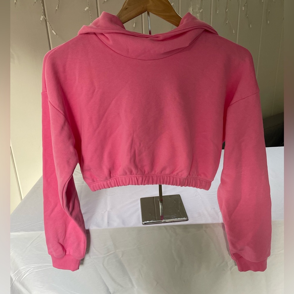 Naked Wardrobe Cropped Hoodie Women’s Small Bubblegum Pink Soft Fleece Pullover